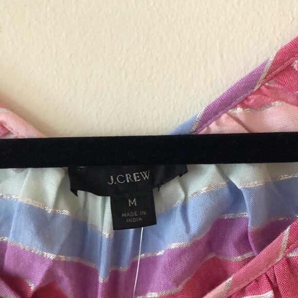 J. Crew Peasant Top in Metallic Pastel Stripe - Picture 6 of 8